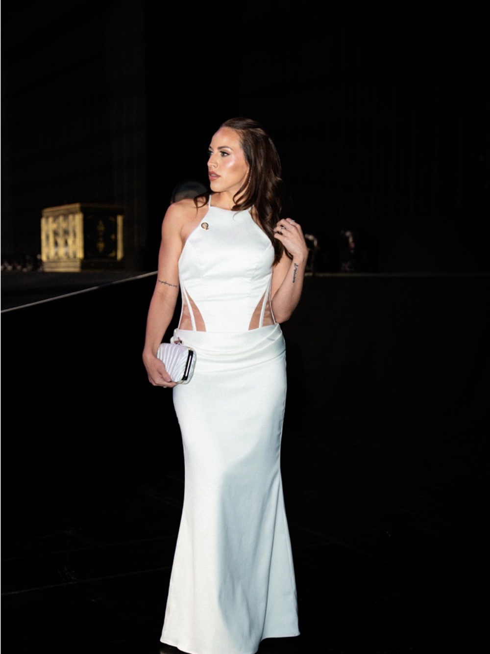 mark. White Halter Maxi Dress with Side Cutouts